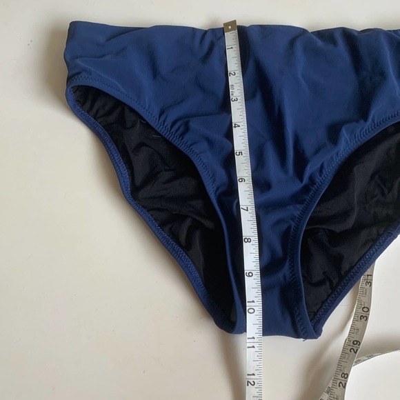 Profile by Gottex 8 Shirred Bikini Bottoms Navy Blue High Rise Waisted Sexy NEW - Picture 4 of 10